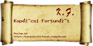 Kopácsi Fortunát névjegykártya